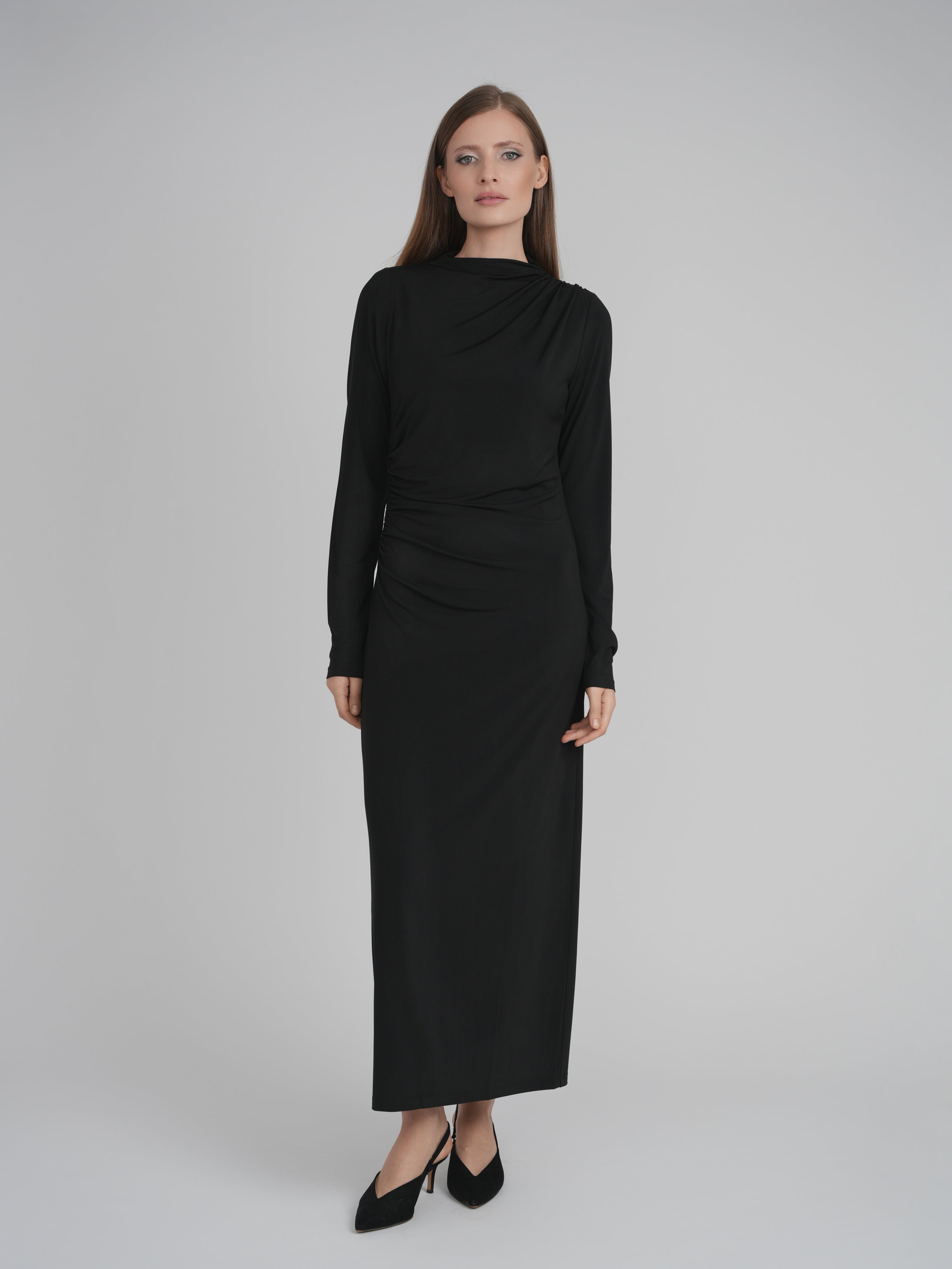 SIDE CINCH DRESS (BLACK)