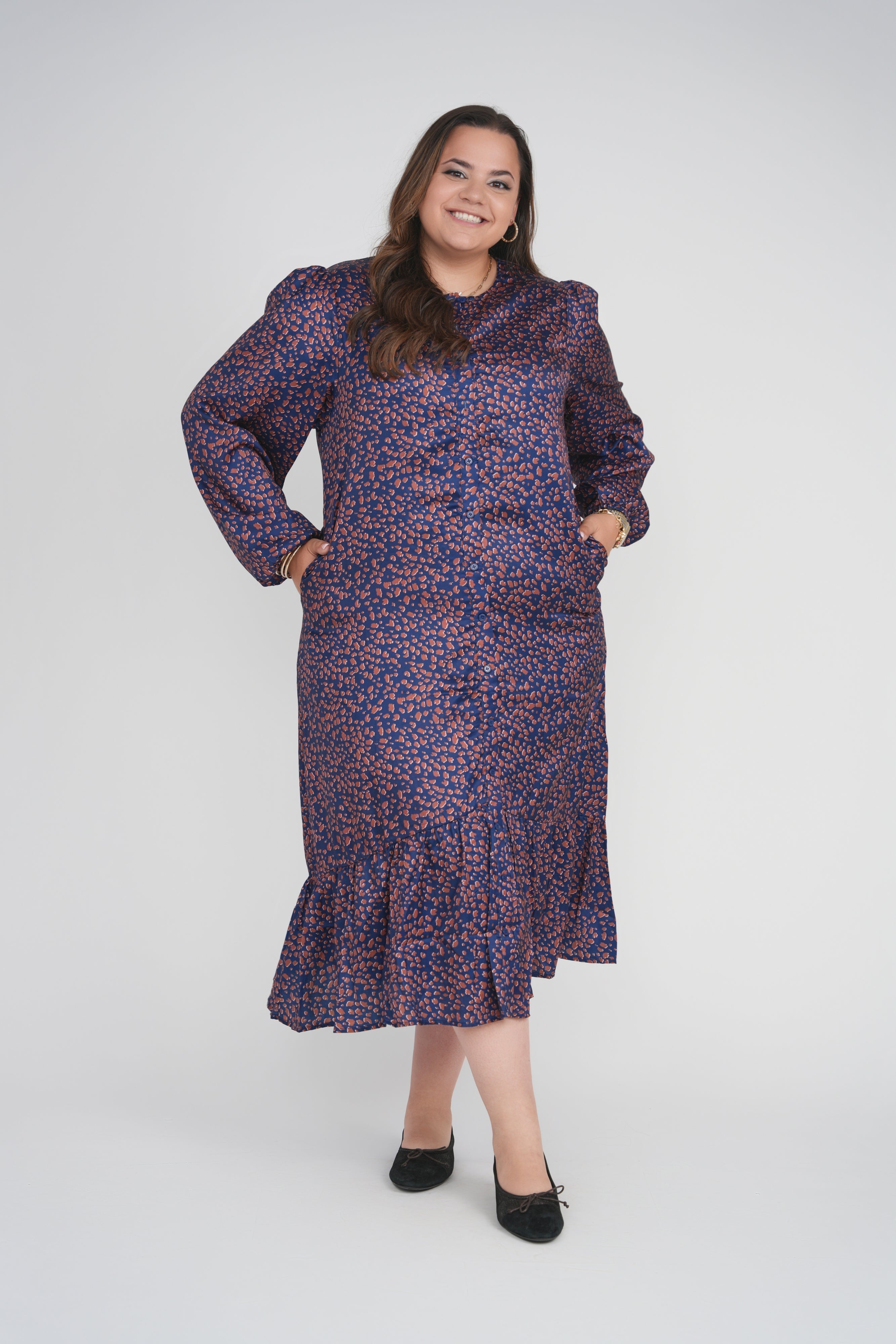 HAILEY DRESS (NAVY/RUST)