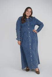 WAISTED DENIM DRESS