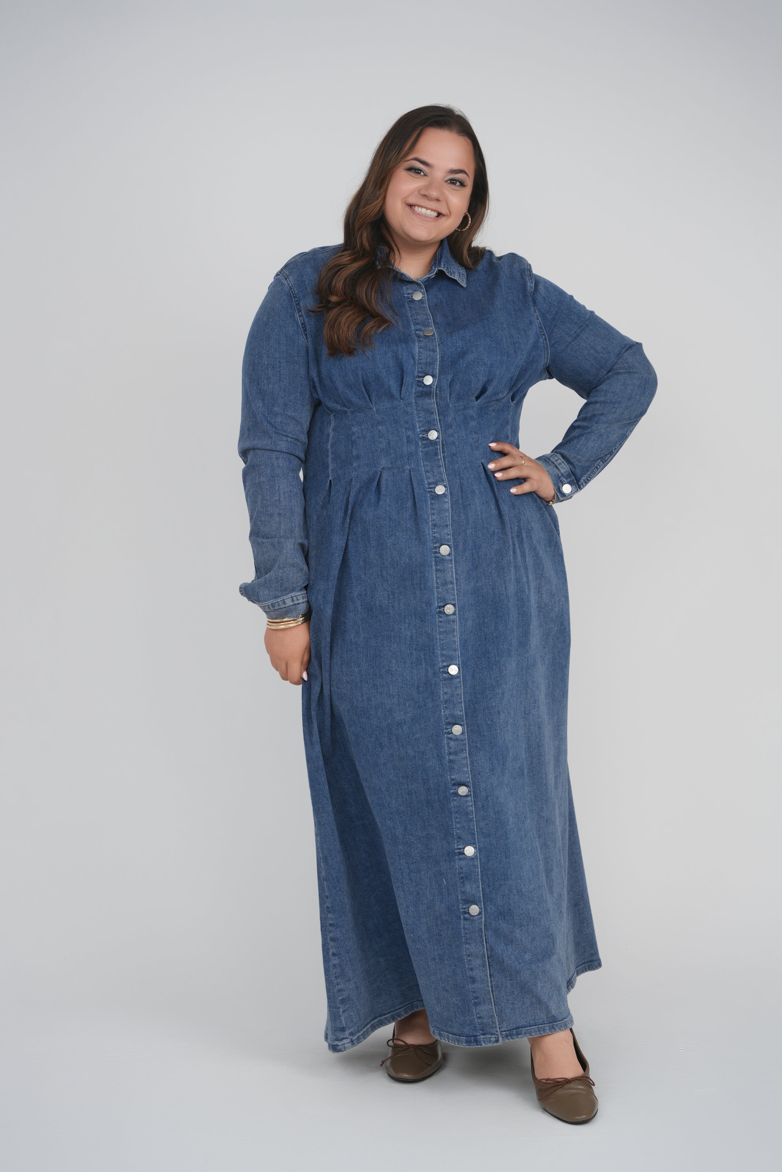 WAISTED DENIM DRESS