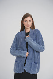 ACID WASH CARDIGAN (ACID BLUE)