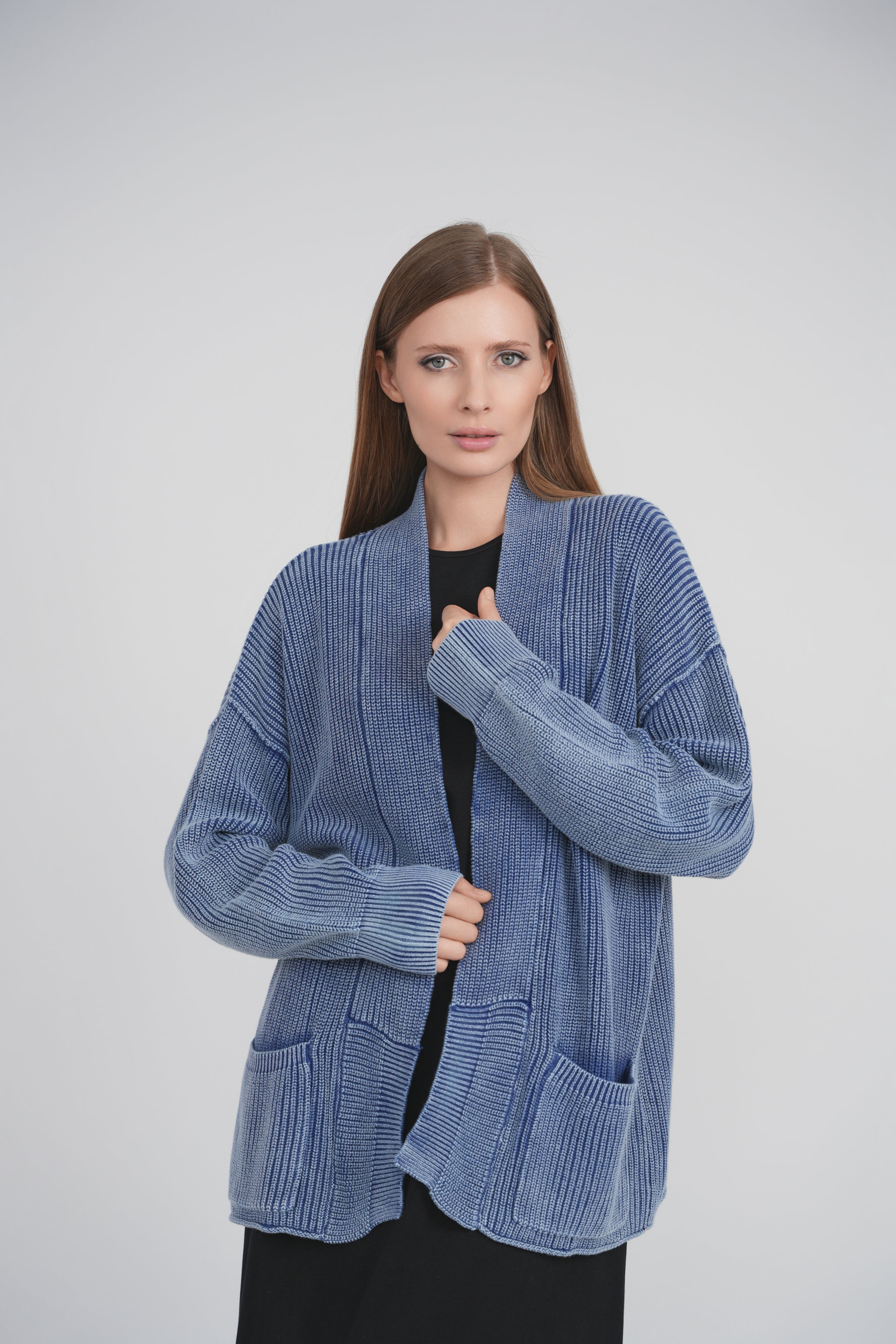ACID WASH CARDIGAN (ACID BLUE)