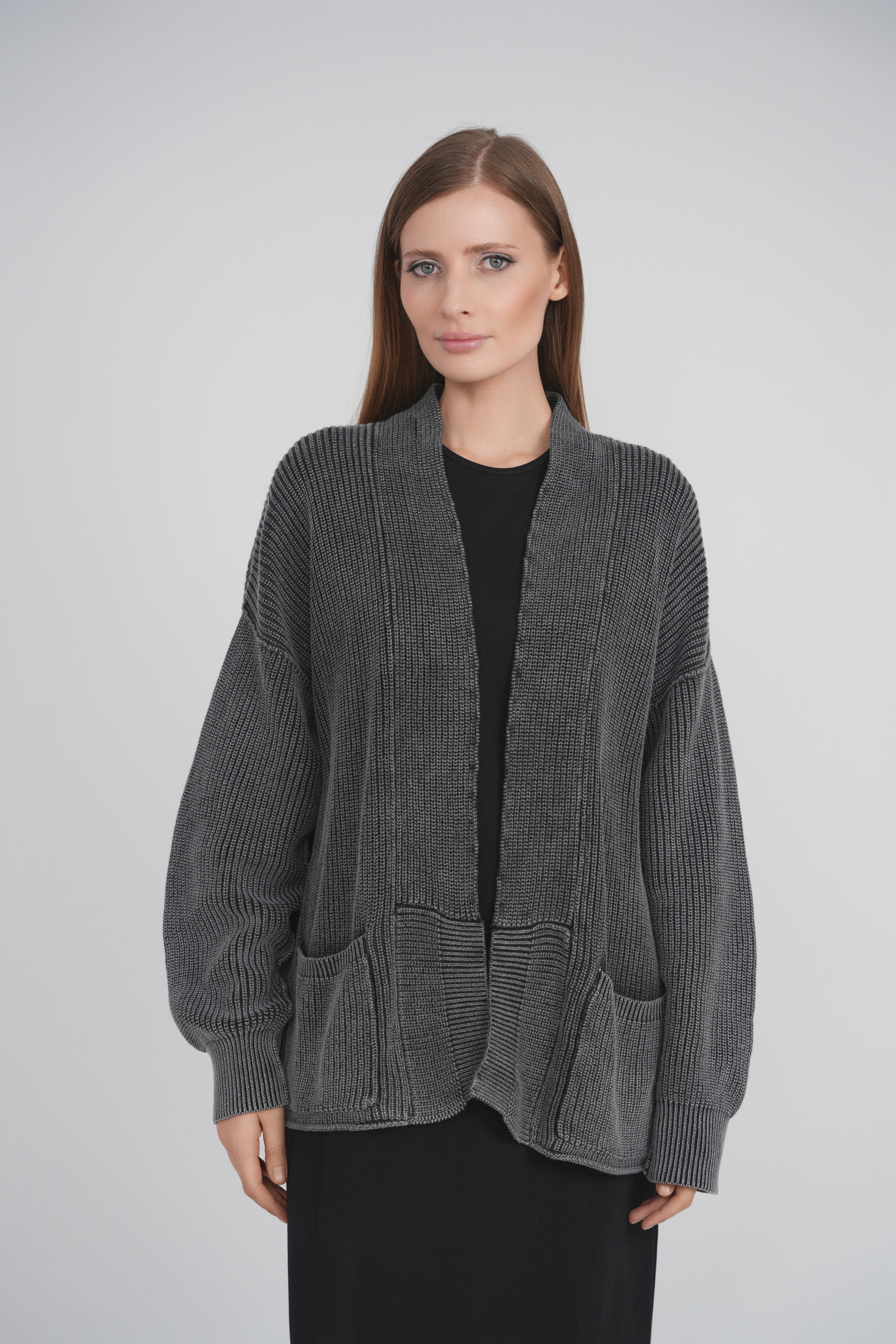 ACID WASH CARDIGAN (ACID BLACK)