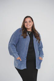 ACID WASH CARDIGAN (ACID BLUE)