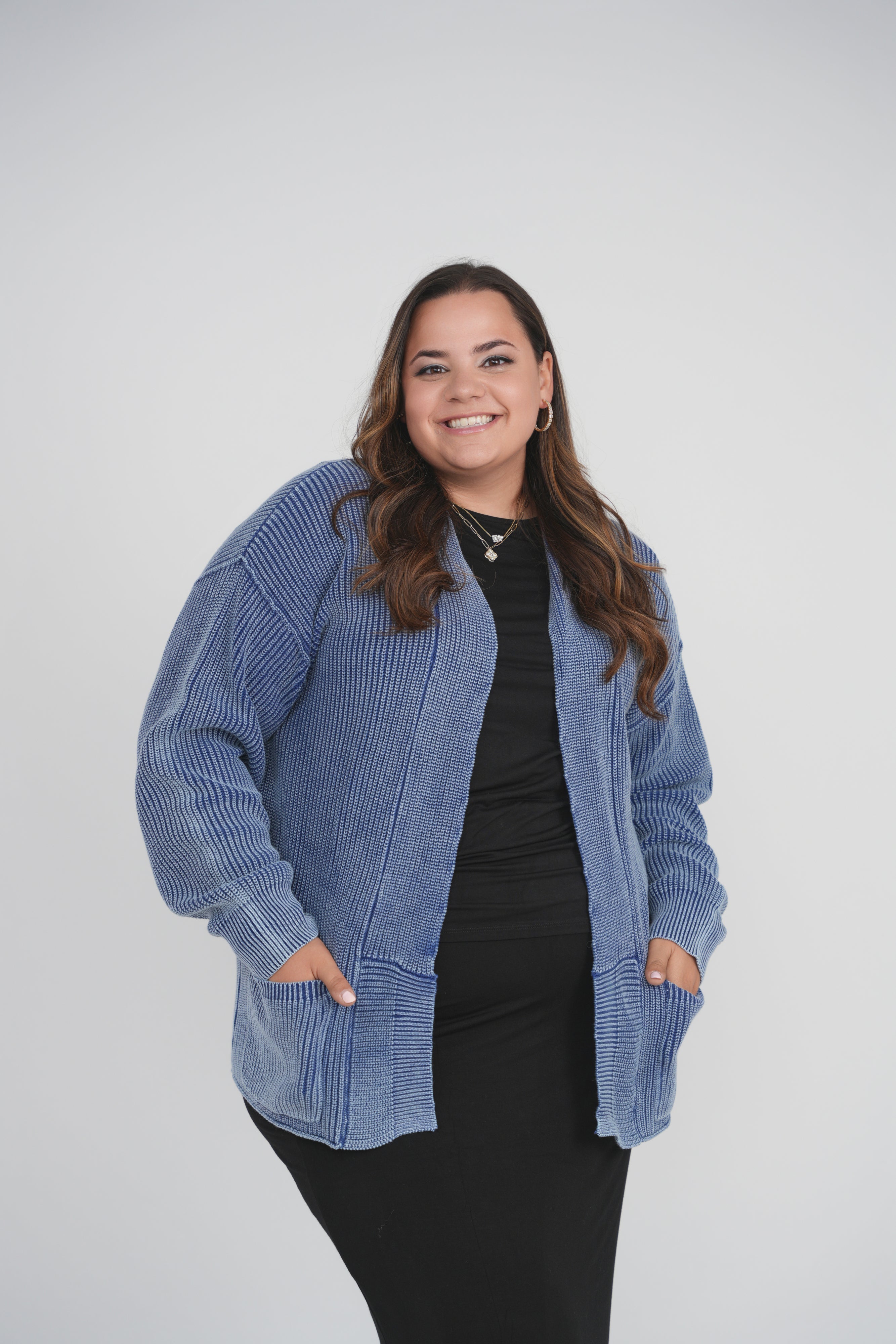 ACID WASH CARDIGAN (ACID BLUE)