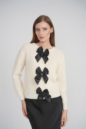 BOW CARDIGAN (IVORY)