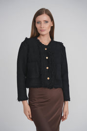 FRINGE TRIM JACKET (BLACK)