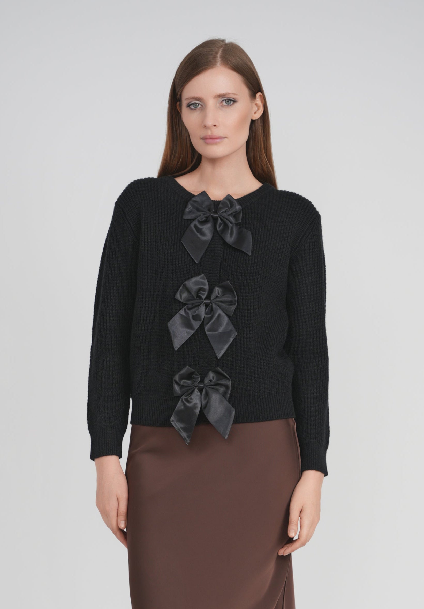 BOW CARDIGAN (BLACK)