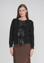 BOW CARDIGAN (BLACK)