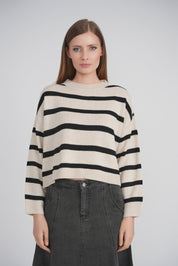 STRIPED SWEATER (OATMEAL-BLACK)