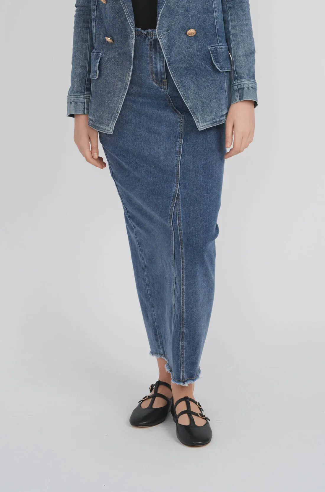 DENIM MAXI SKIRT (BLUE DENIM)