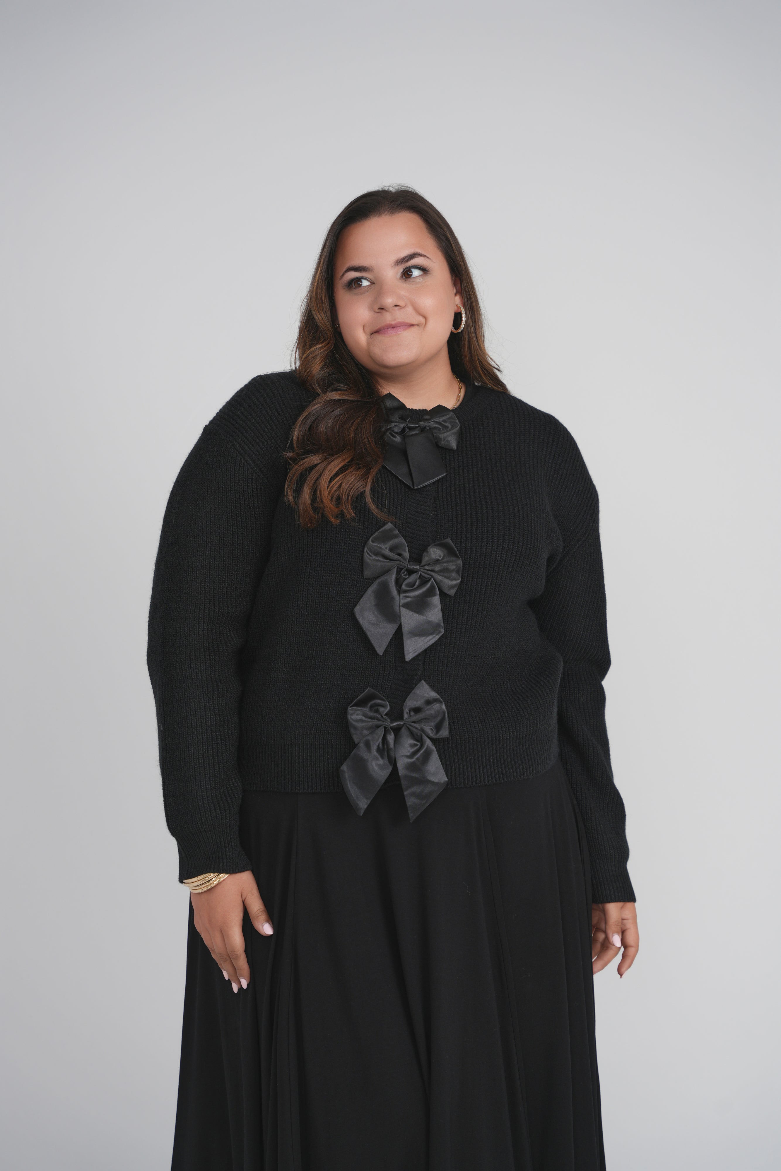 BOW CARDIGAN (BLACK)