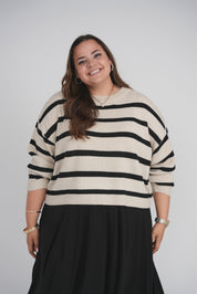 STRIPED SWEATER (OATMEAL-BLACK)
