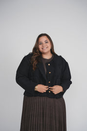 FRINGE TRIM JACKET (BLACK)