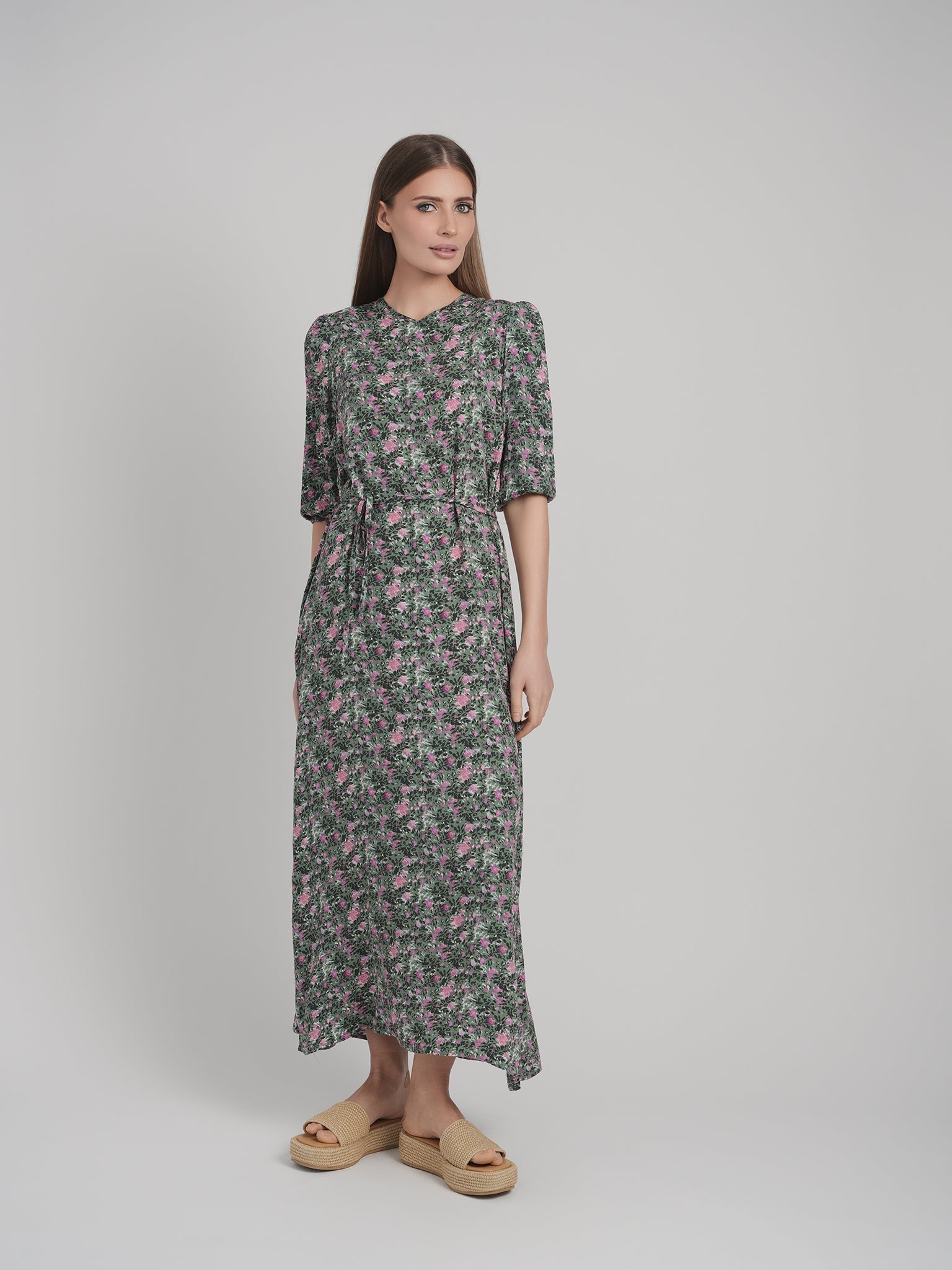 STELLA DRESS (OLIVE/PINK)