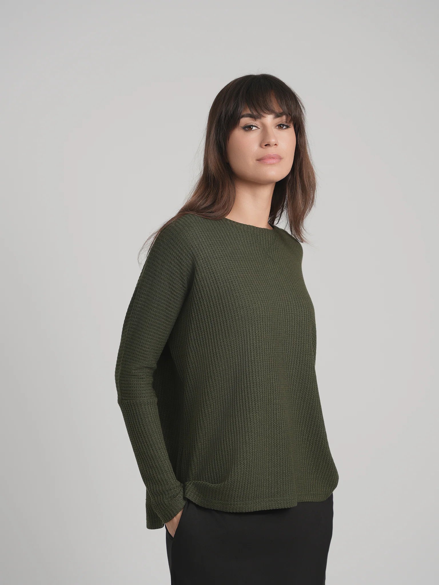 Skye waffle Top (Army)