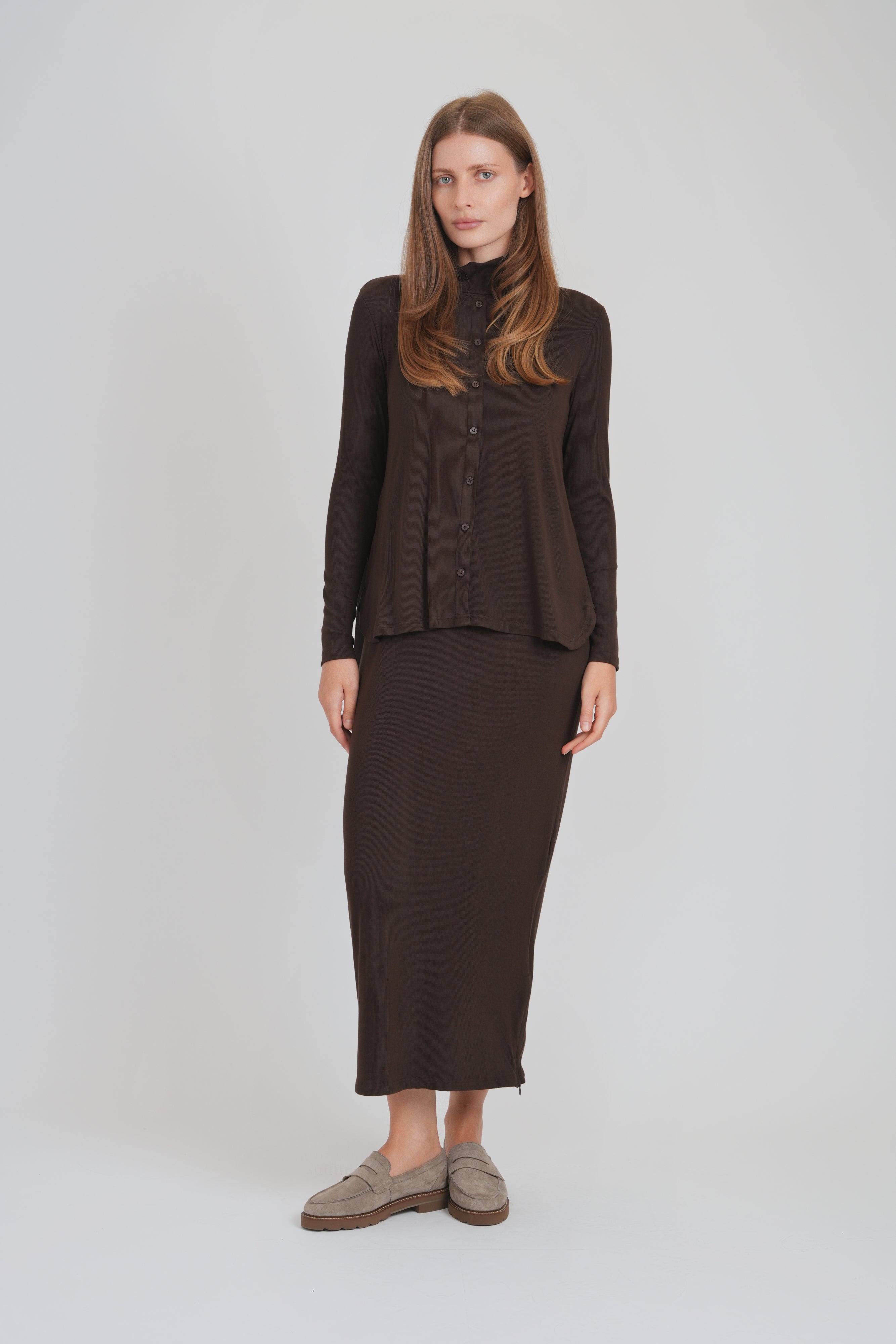 DUO DRESS (DARK BROWN)
