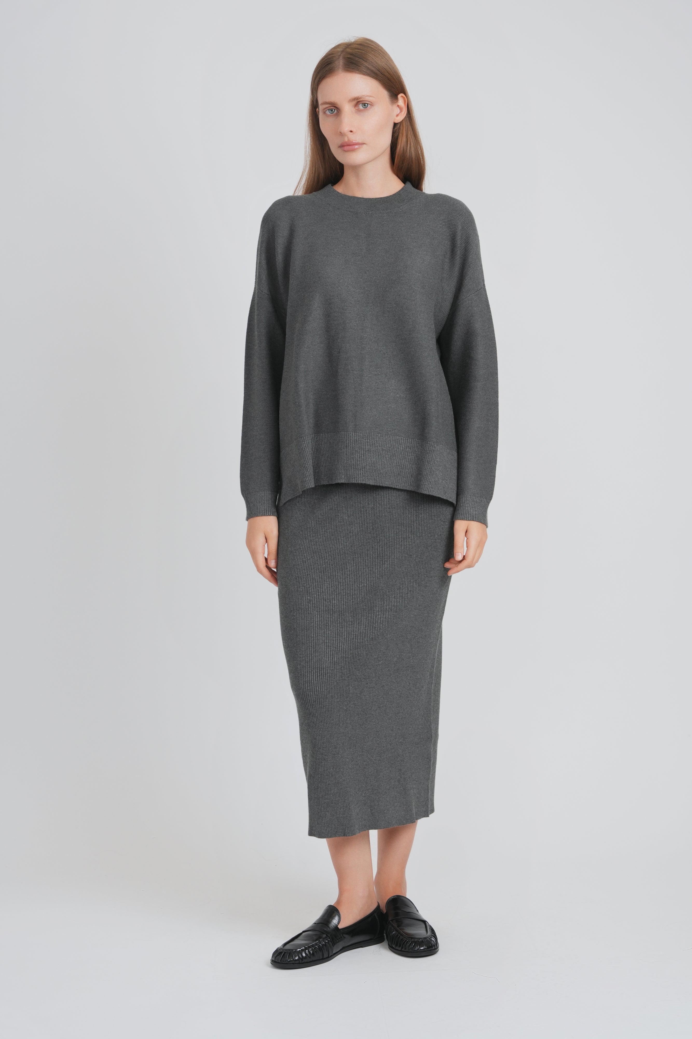 RIBBED 2 PCS. SET (CHARCOAL)