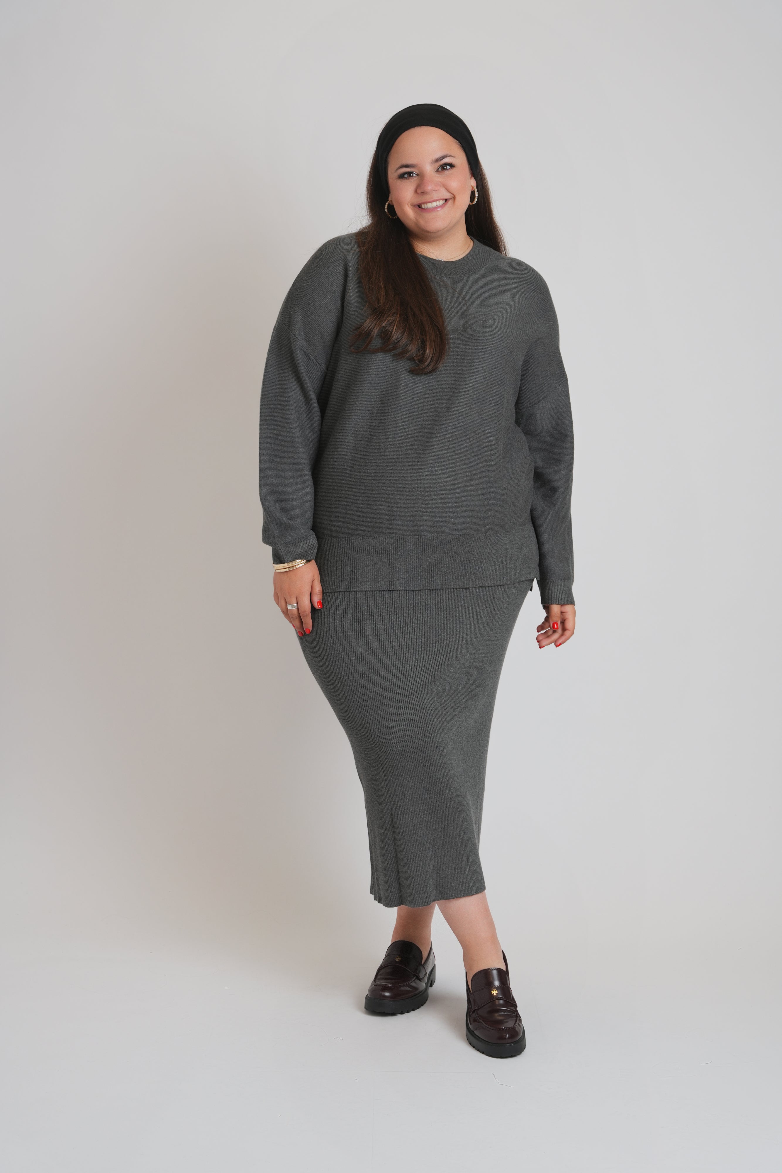 RIBBED 2 PCS. SET (CHARCOAL)