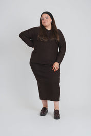 RIBBED 2 PCS. SET (BROWN)