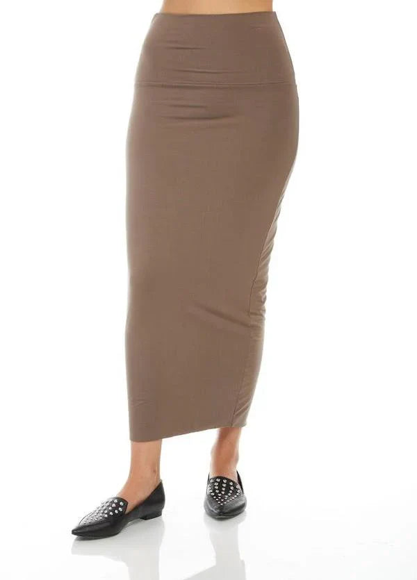 MODAL MIDI SLIM SKIRT (SMOKEY)