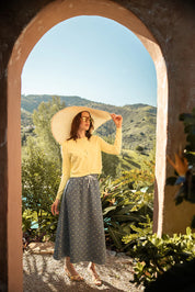 Round Neck Button Front Cardigan with Gingham Hidden Placket