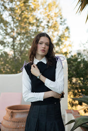 Sleeveless Top with Rope Tied  Shoulders
