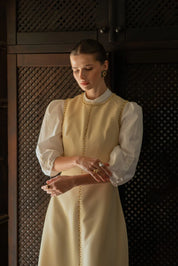 White Cotton Shirt with Button Detail Full Sleeve
