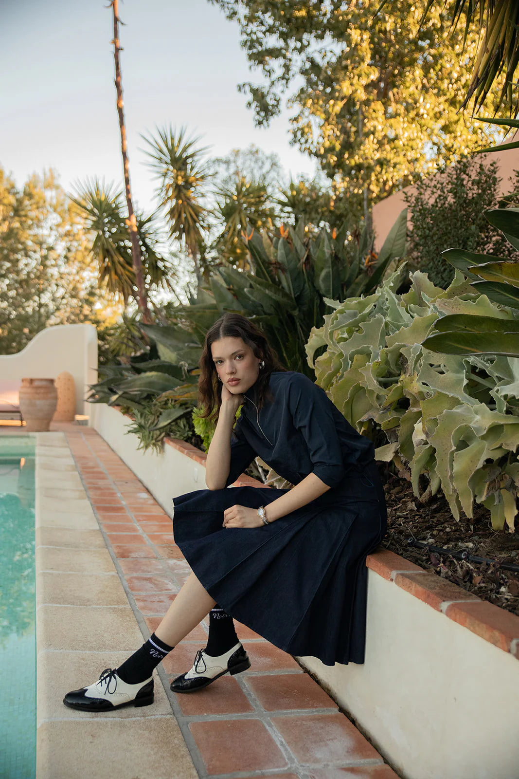Taffeta Half zip Top with Dropped Shoulder and Front Pocket