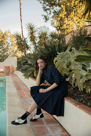 Taffeta Half zip Top with Dropped Shoulder and Front Pocket