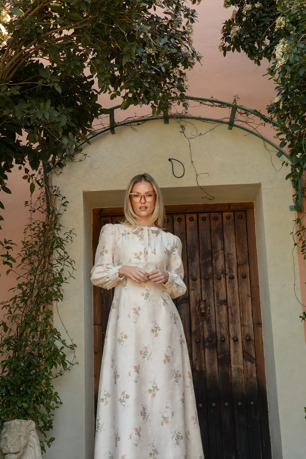 Fine Organza Floral Print Dress Matching Floral Print Blouse