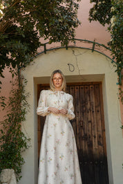 Fine Organza Floral Print Dress Matching Floral Print Blouse