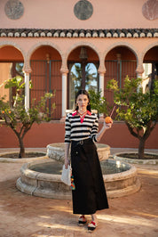 Elastic Waist Skirt with Buckled Belt and Cargo Pockets