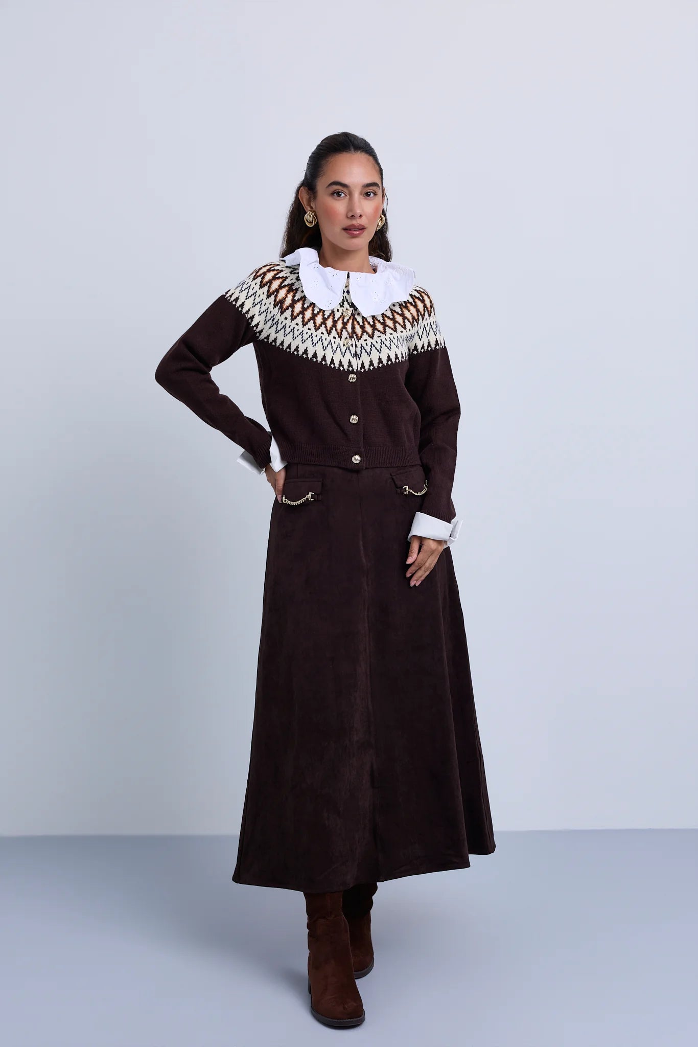 Aline Suede Skirt with Chain Pocket Design
