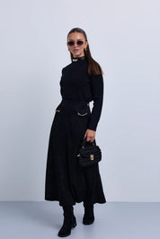 Aline Suede Skirt with Chain Pocket Design