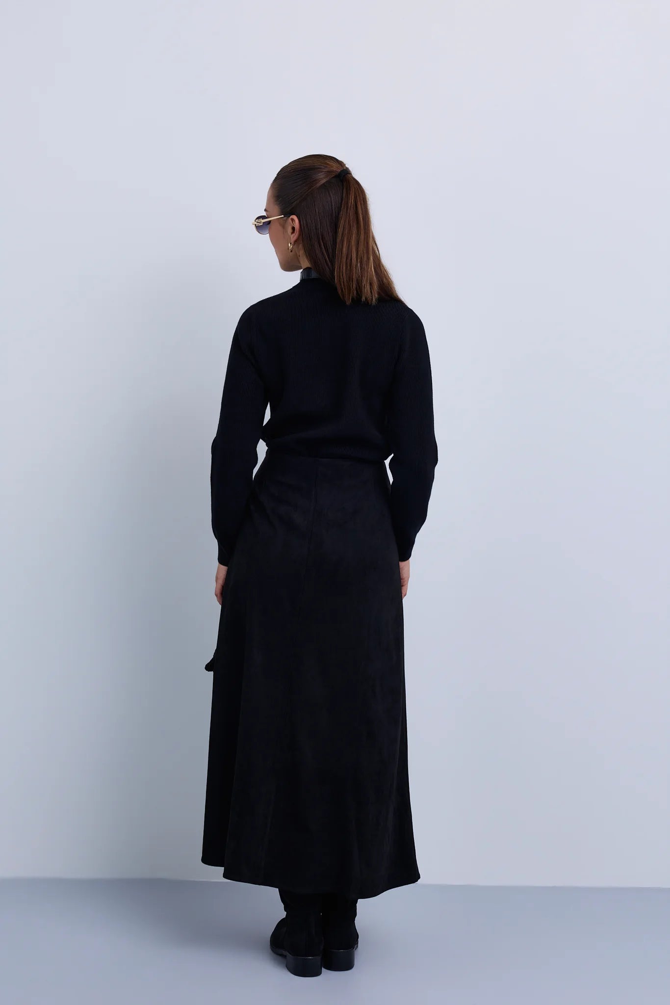 Aline Suede Skirt with Chain Pocket Design
