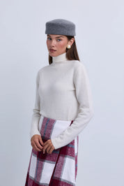 Wrap to Side Plaid Aline Knee Length Skirt
