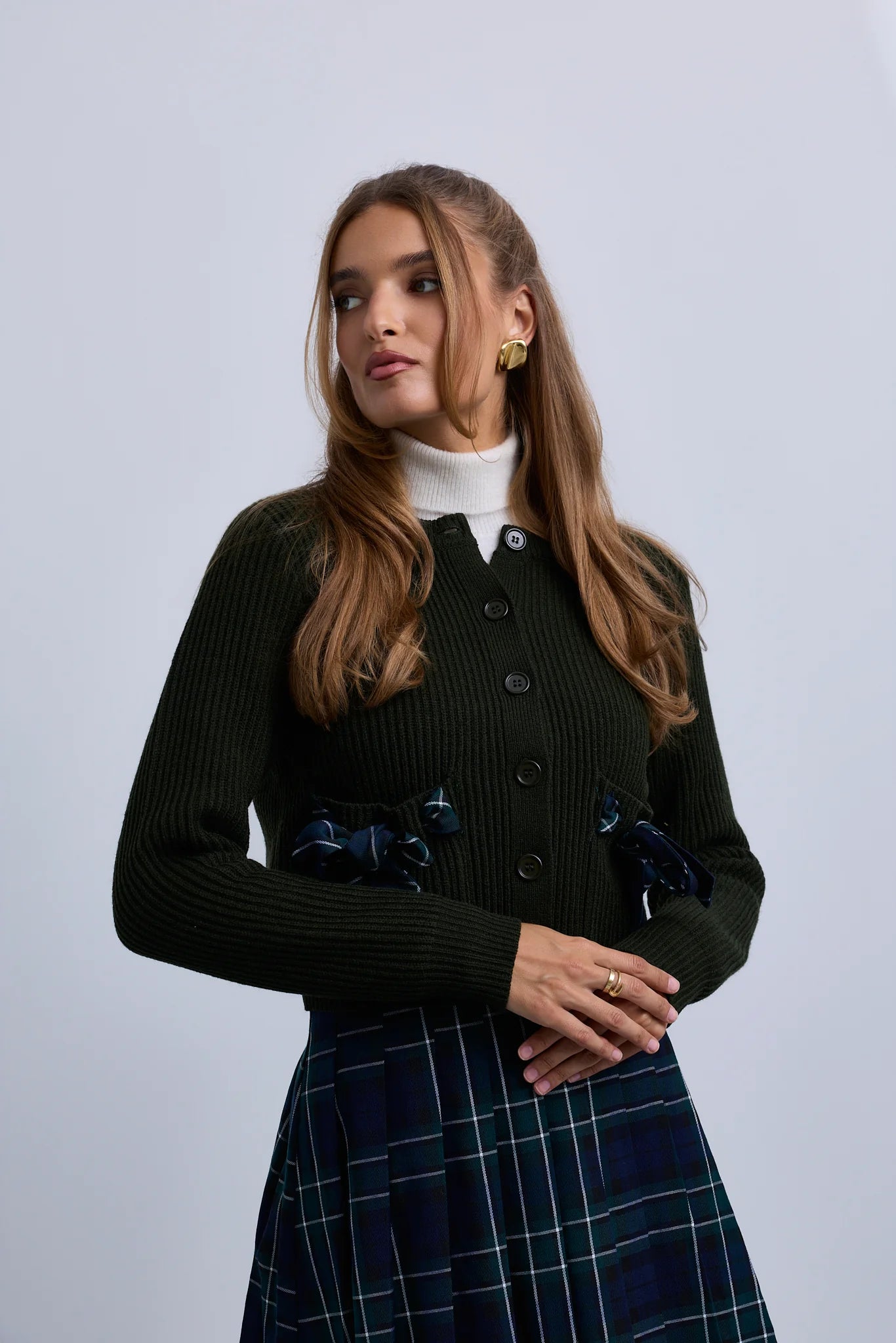Black Watch Asymmetric Tartan Pleat Skirt