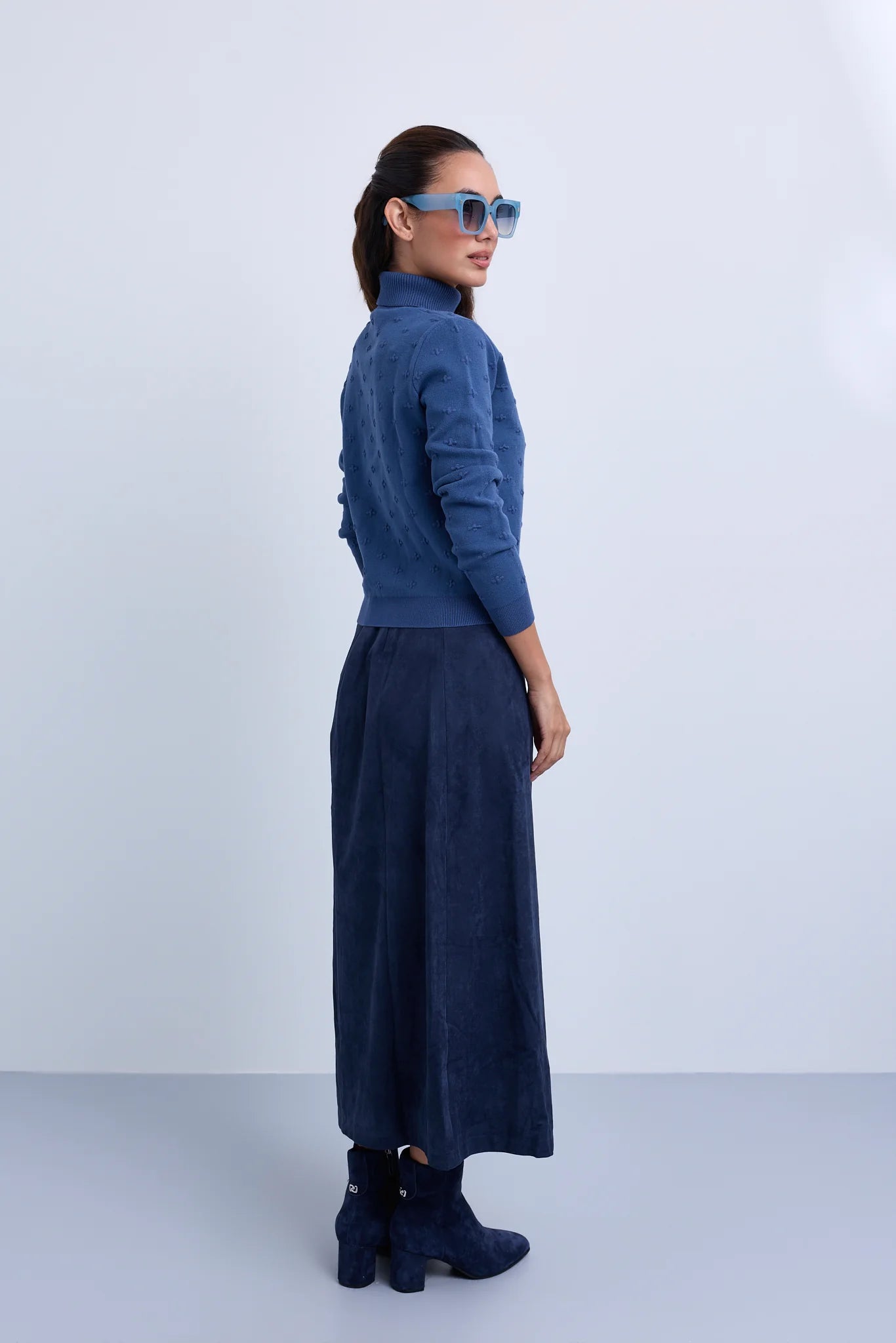 Midi Length Straight Suede Skirt