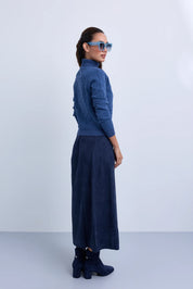 Midi Length Straight Suede Skirt