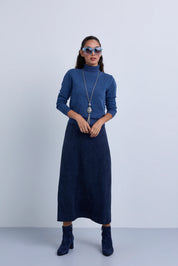 Midi Length Straight Suede Skirt