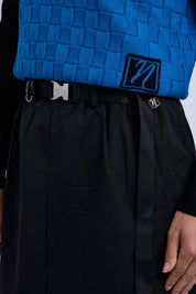 Aline Taffeta Skirt with Seatbelt Buckle Belt