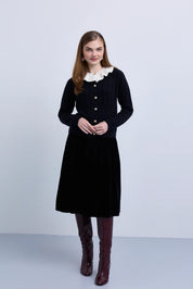 Wide Pleat Velvet Skirt