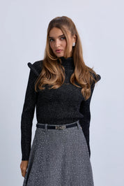 Aline Tweed Maxi Skirt with Hardware Clasp Belt