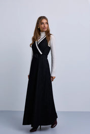 V-Neck Belted Denim Dress with NNN Tape Shoulders