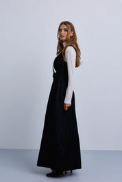 V-Neck Belted Denim Dress with NNN Tape Shoulders