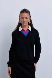 Triple Colour Collar Sweatshirt