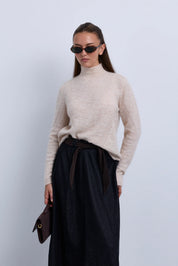 Denim Aline Skirt with Corduroy Tie Belt