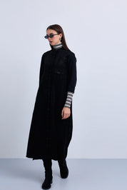 Aline Sleeveless Loose Fit Dress with Mandarin Collar