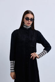 Aline Sleeveless Loose Fit Dress with Mandarin Collar